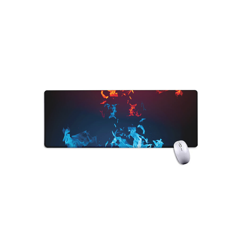 Red And Blue Fire Print Extended Mouse Pad