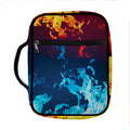 Red And Blue Fire Print Front Pocket Bible Bag