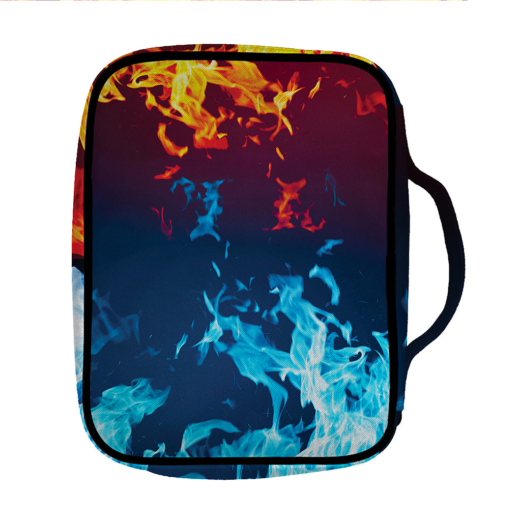 Red And Blue Fire Print Front Pocket Bible Bag
