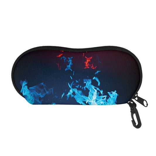 Red And Blue Fire Print Glasses Case