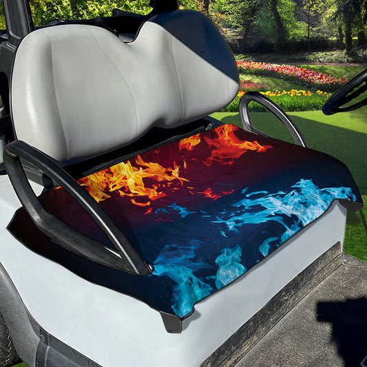 Red And Blue Fire Print Golf Cart Seat Cover