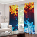 Red And Blue Fire Print Grommet Curtains