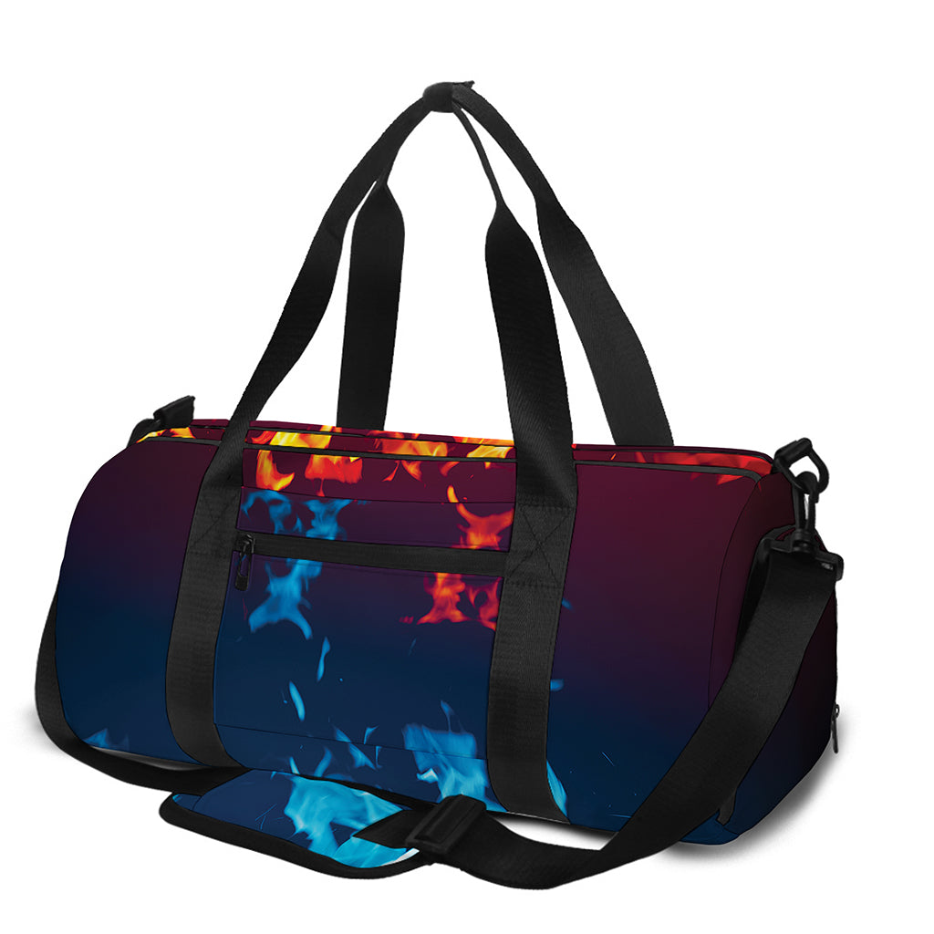 Red And Blue Fire Print Gym Bag