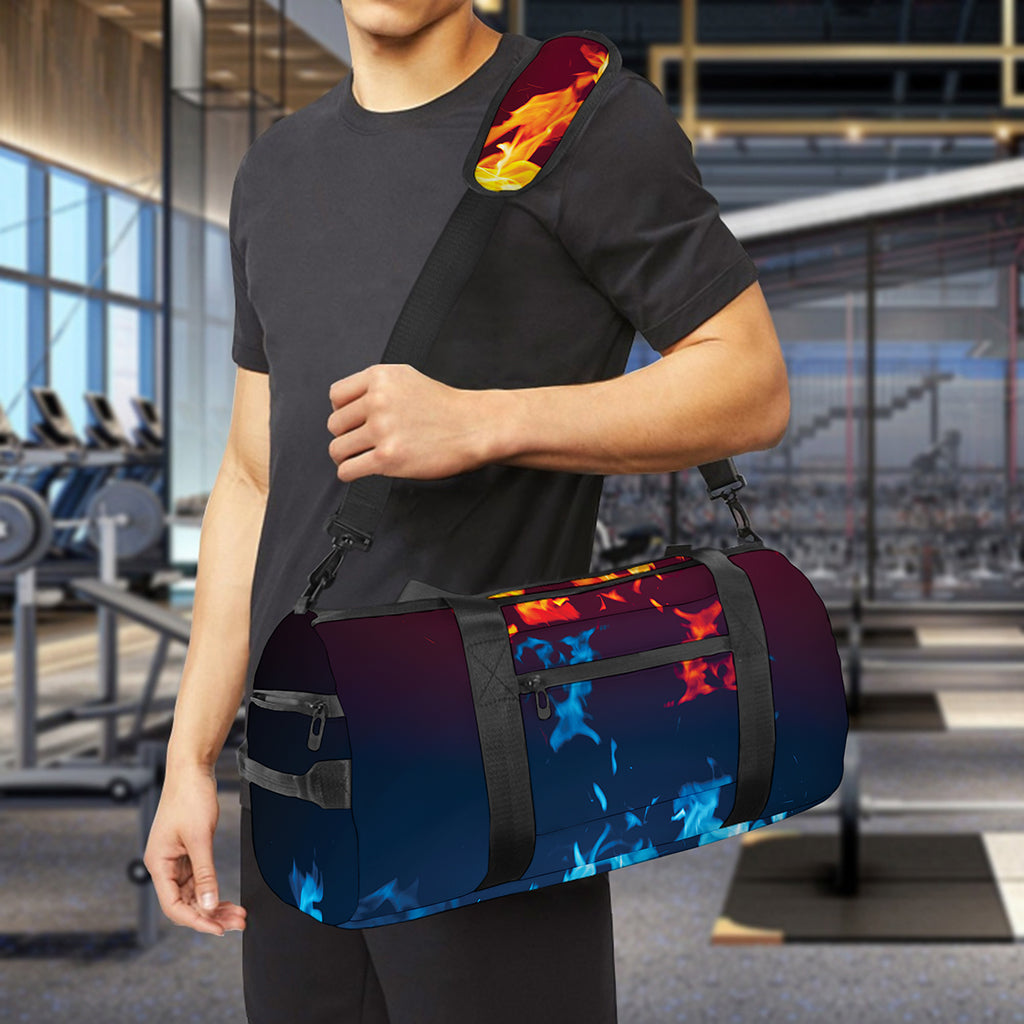 Red And Blue Fire Print Gym Bag