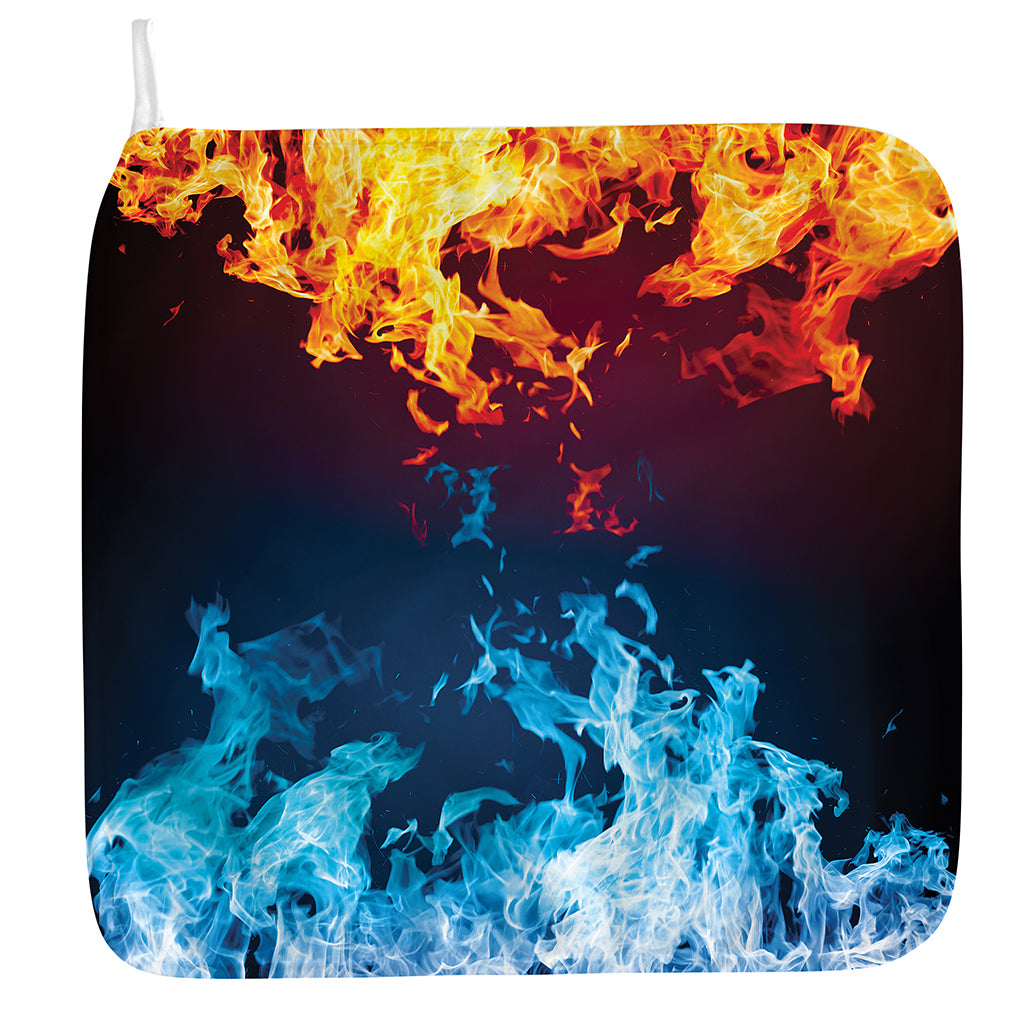 Red And Blue Fire Print Hand Towel