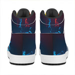 Red And Blue Fire Print High Top Leather Sneakers