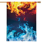 Red And Blue Fire Print House Flag