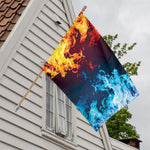 Red And Blue Fire Print House Flag