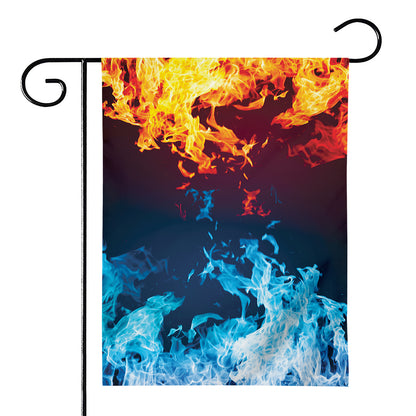 Red And Blue Fire Print House Flag