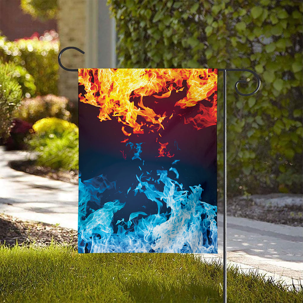Red And Blue Fire Print House Flag