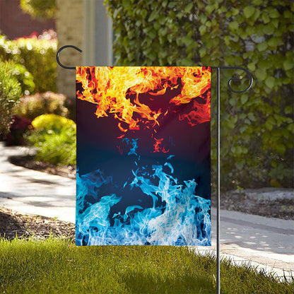 Red And Blue Fire Print House Flag