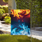 Red And Blue Fire Print House Flag