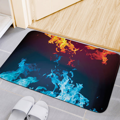 Red And Blue Fire Print Indoor Door Mat