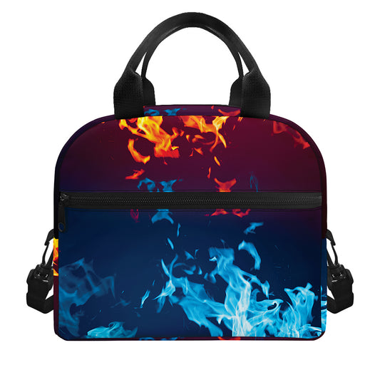 Red And Blue Fire Print Insulated Lunch Bag