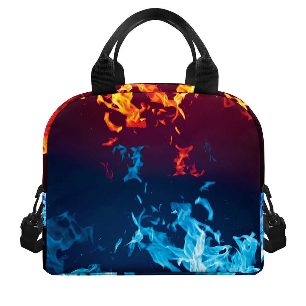 Red And Blue Fire Print Insulated Lunch Bag