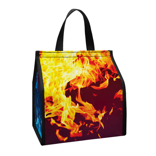 Red And Blue Fire Print Insulated Lunch Tote