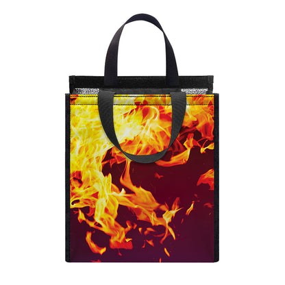 Red And Blue Fire Print Insulated Lunch Tote