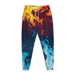 Red And Blue Fire Print Jogger Pants