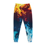 Red And Blue Fire Print Jogger Pants