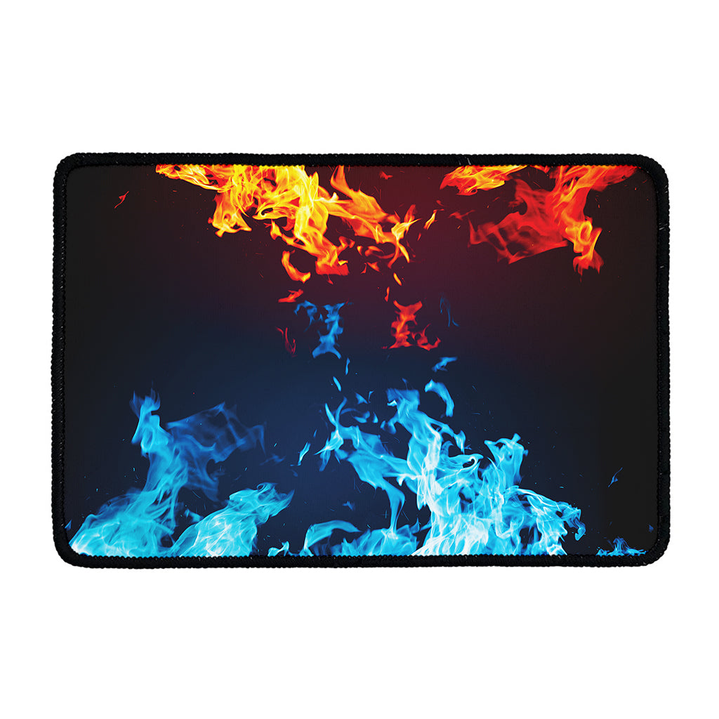 Red And Blue Fire Print Kitchen Mat