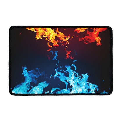 Red And Blue Fire Print Kitchen Mat