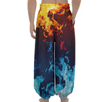 Red And Blue Fire Print Lantern Pants