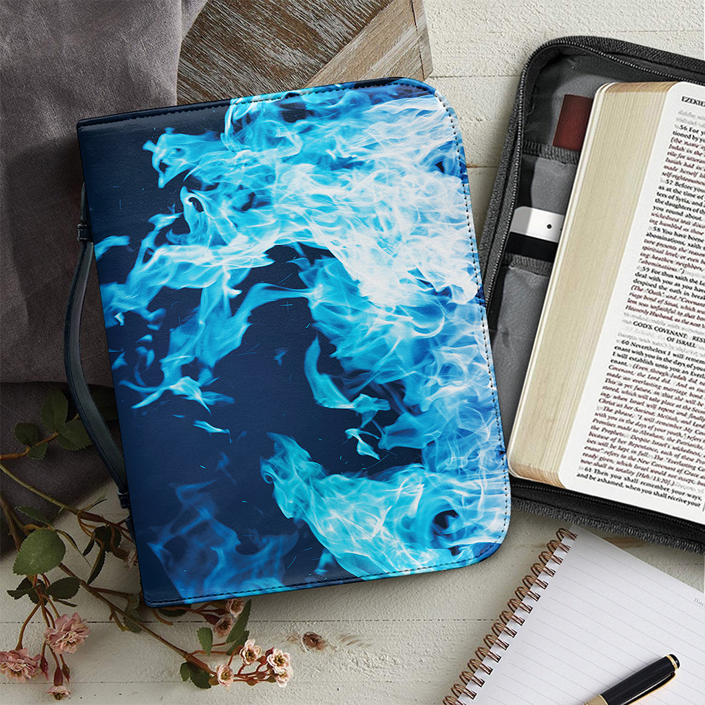 Red And Blue Fire Print Leather Bible Cover