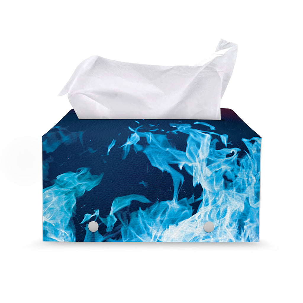 Red And Blue Fire Print Leather Tissue Box Cover
