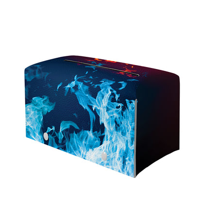 Red And Blue Fire Print Leather Tissue Box Cover