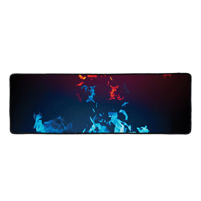 Red And Blue Fire Print Long Kitchen Mat