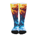 Red And Blue Fire Print Long Socks