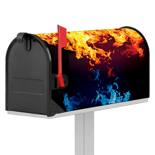 Red And Blue Fire Print Mailbox Cover