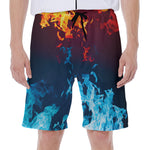 Red And Blue Fire Print Men's Beach Shorts