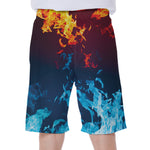 Red And Blue Fire Print Men's Beach Shorts