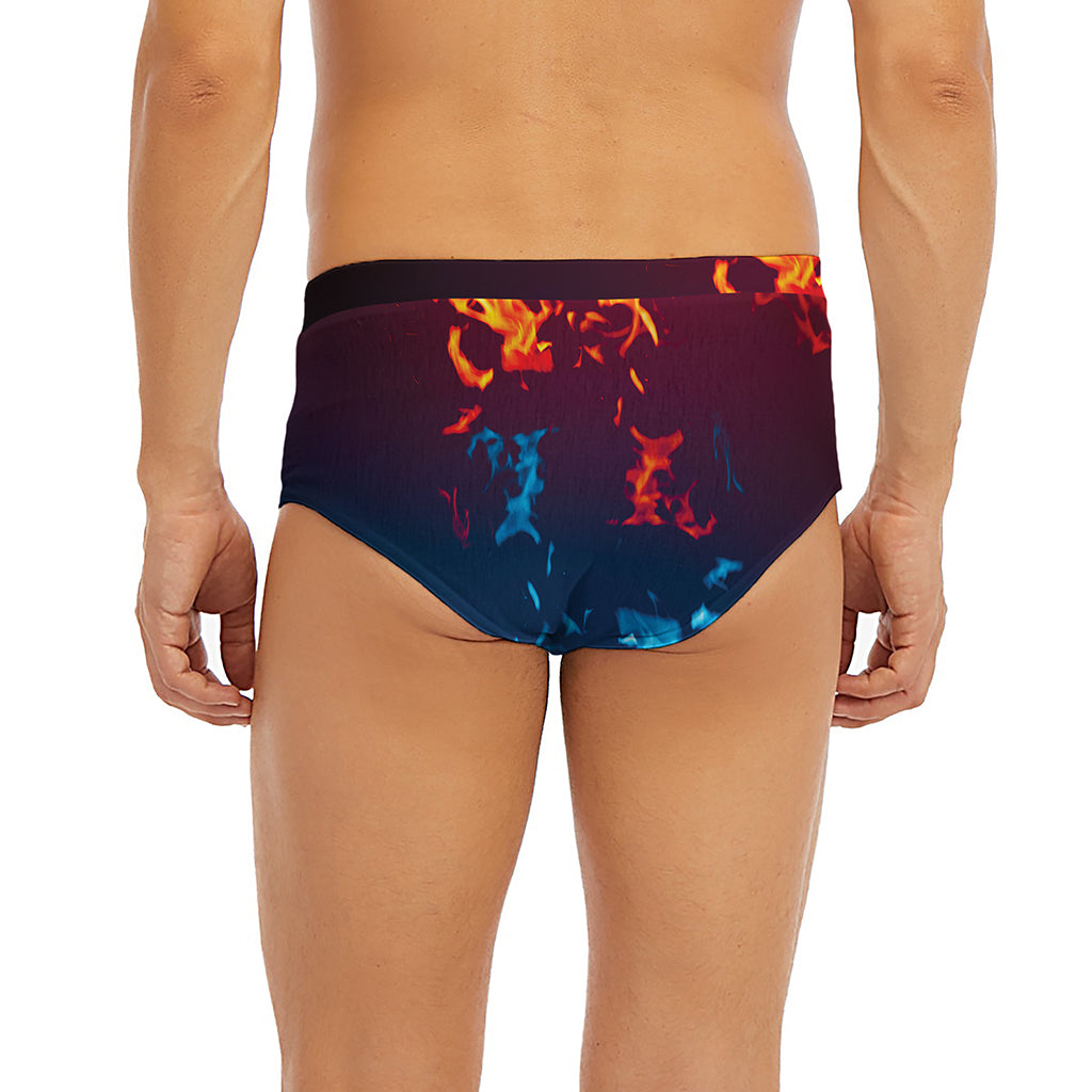 Red And Blue Fire Print Men's Briefs