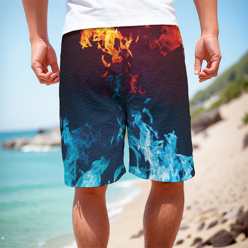 Red And Blue Fire Print Men's Cargo Shorts