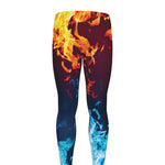 Red And Blue Fire Print Men's leggings