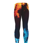 Red And Blue Fire Print Men's leggings