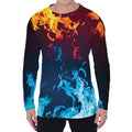 Red And Blue Fire Print Men's Long Sleeve T-Shirt