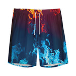 Red And Blue Fire Print Men's Sports Shorts