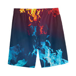 Red And Blue Fire Print Men's Sports Shorts