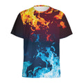 Red And Blue Fire Print Men's Athletic T-Shirt