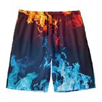 Red And Blue Fire Print Men's Swim Trunks