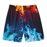 Red And Blue Fire Print Men's Swim Trunks