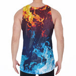 Red And Blue Fire Print Men's Velvet Tank Top