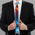 Red And Blue Fire Print Necktie