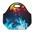 Red And Blue Fire Print Neoprene Lunch Bag