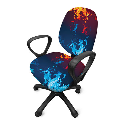Red And Blue Fire Print Office Chair Cover