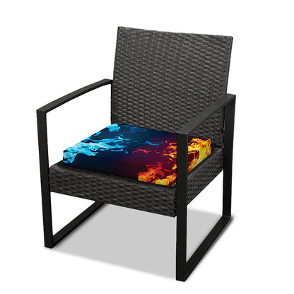 Red And Blue Fire Print Outdoor Seat Cushion Cover