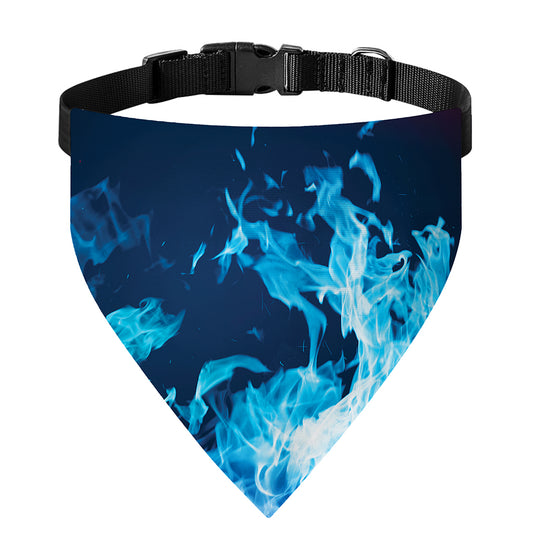 Red And Blue Fire Print Over The Collar Dog Bandana